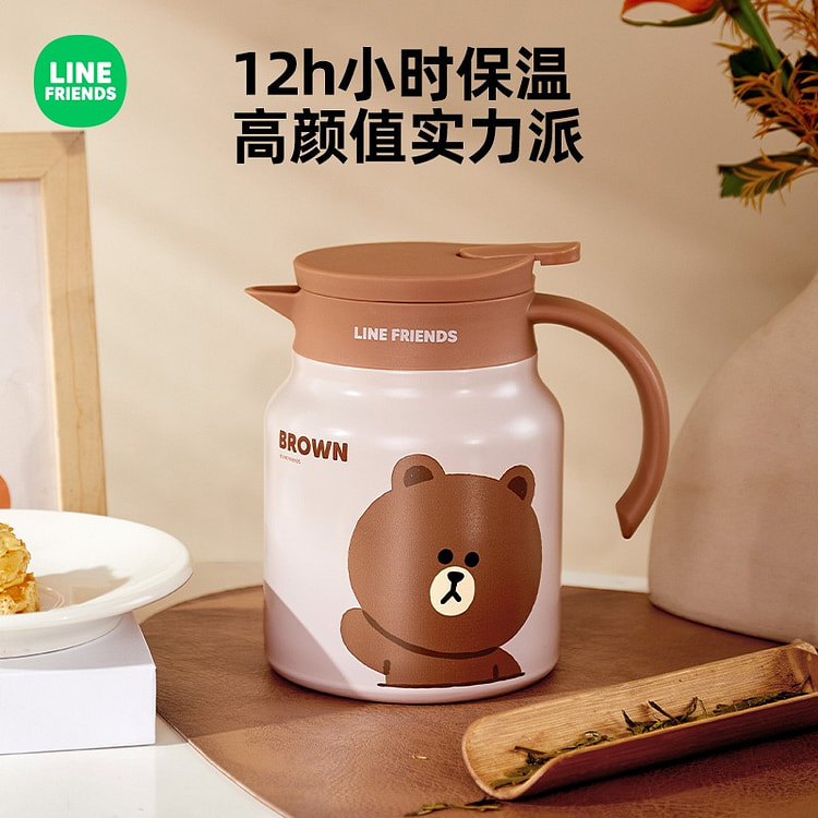 布朗熊保温水壶家用保温壶不锈钢暖水壶宿舍学生 棕色