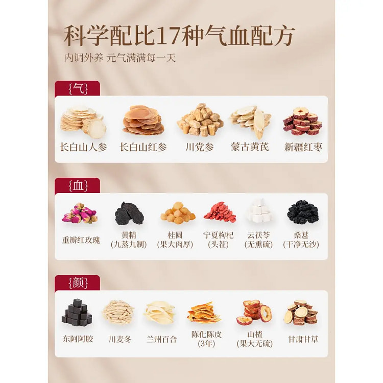 人参红参阿胶双参气血茶共360g