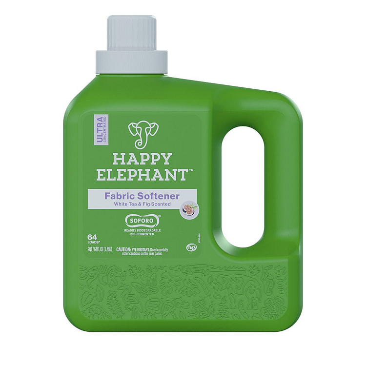 Happy Elephant 液体衣物柔顺剂 - 白茶和无花果 64 液体盎司（1 包）