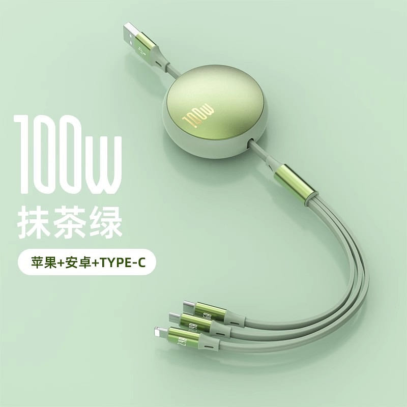 3-in-1 retractable charging cable 100W fast chargi 1 each