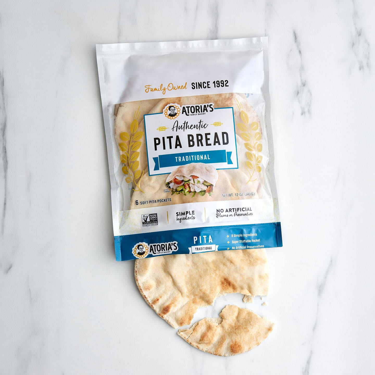 Atoria’s Family Bakery Traditional Pita Flatbread 8 count
