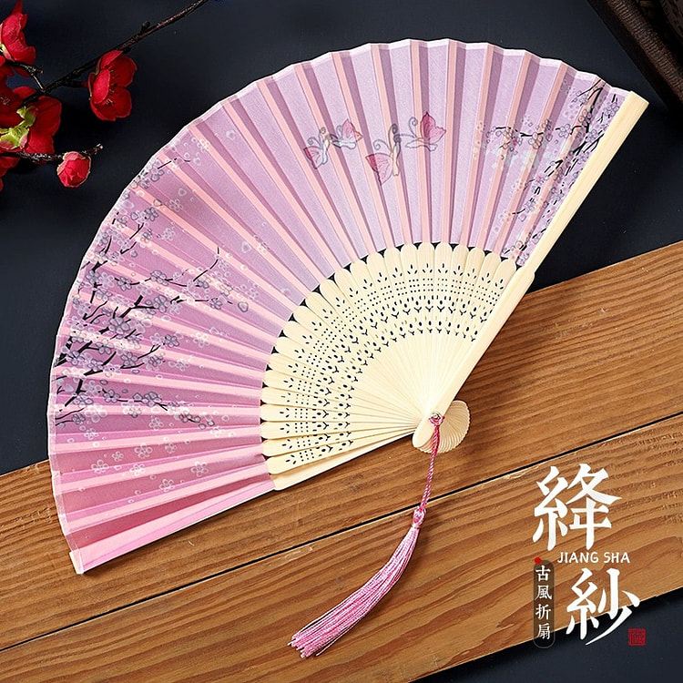 古风扇子折扇 中国风汉服旗袍舞蹈夏日小扇（绛纱）