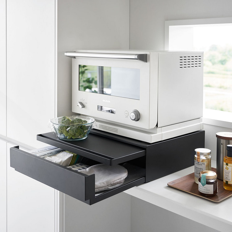 台面抽屉，带拉出式搁板，钢质，黑色