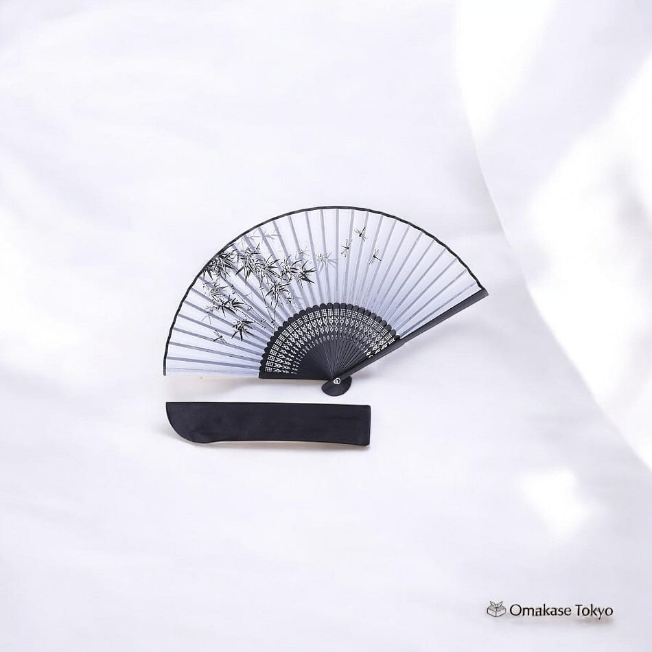 TOuWA Folding Fan-White Bamboo Pattern 110 g