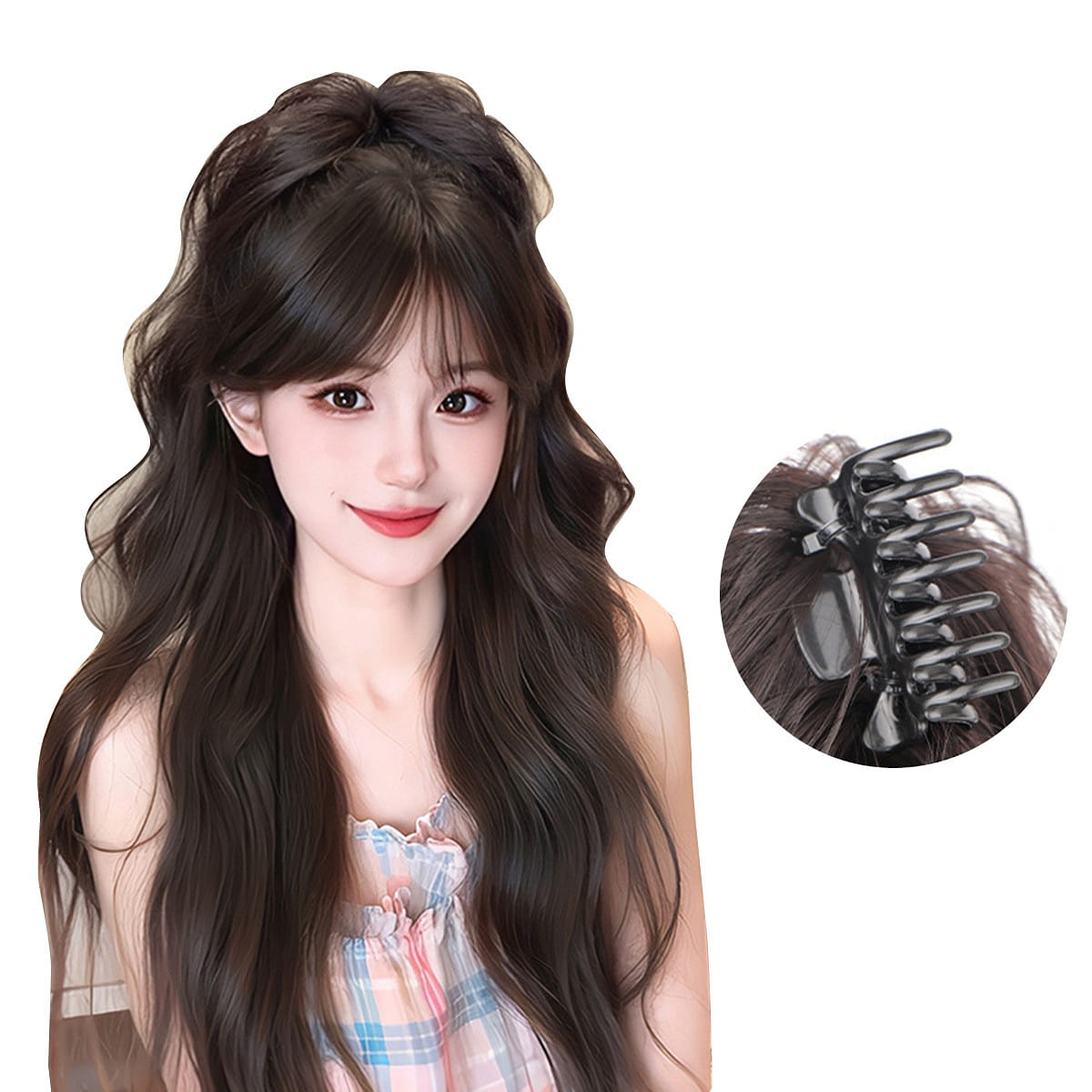 secchic New ponytail wig with high curly hair clip 1 each