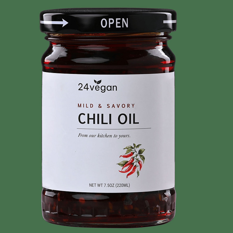 24Vegan All Natural Non-GMO Vegan Chili Oil - NO MSG ADDED - 7.5oz