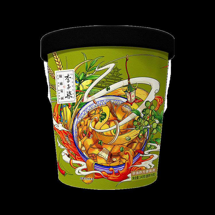 Lizi Qi Jiao Ma Kuan Mian Instant Noodles Lazy Man No Cooking Brewing 140g 