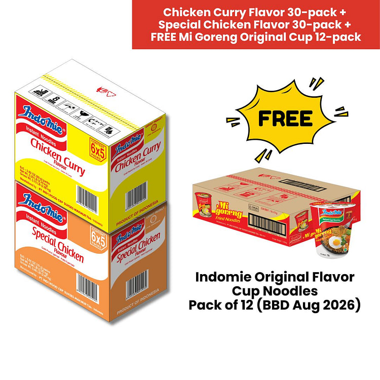 Indomie Chicken Curry + Special + Original Cup 3 box