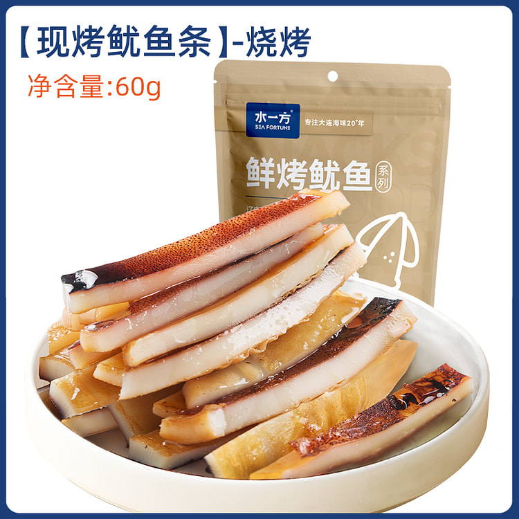 水一方 现烤鱿鱼条大连特产铁板鱿鱼条烧烤味60g*1包