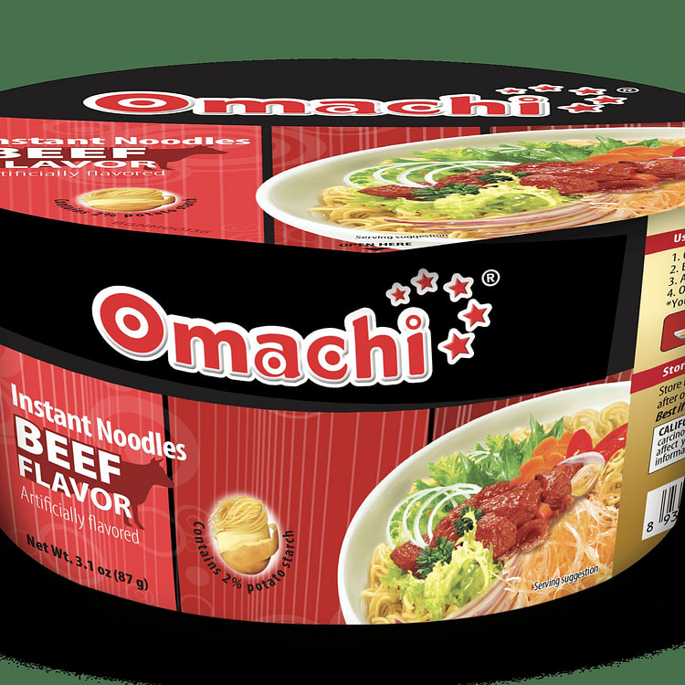 OMACHI INSTANT NOODLE BEEF STEWED FLAVOR BOWL 3.06 oz (min 2)
