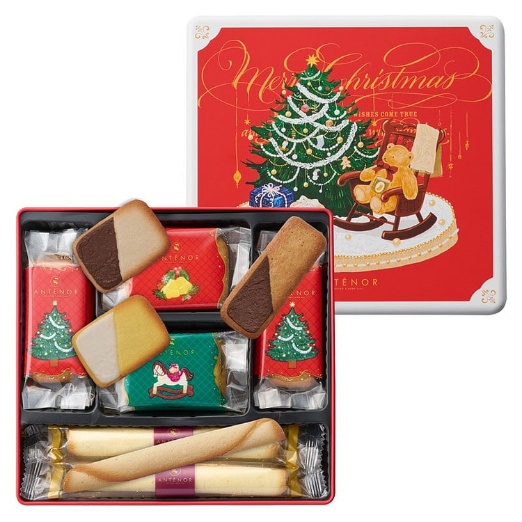 Antenoir Japan's Popular Souvenir Christmas Cookie Assortment, Tin Box, 19 