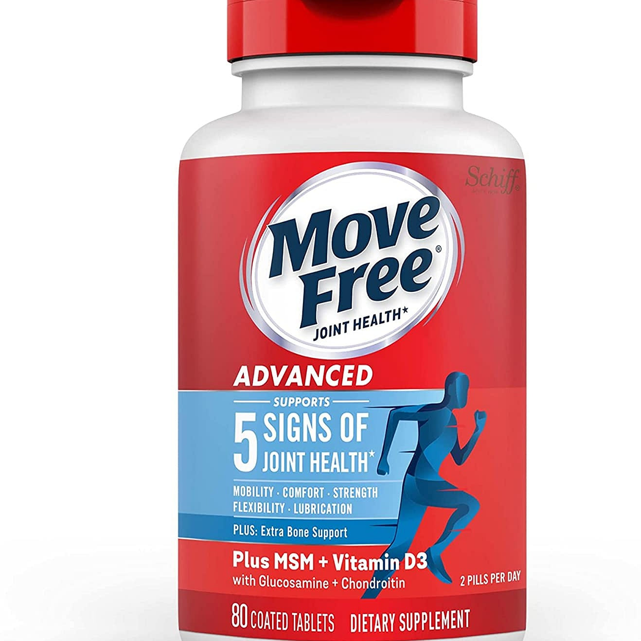 Move Free Advanced Joint Health, Glucosamine with MSM & Vitamin D3, 80 tablets 80 カウント