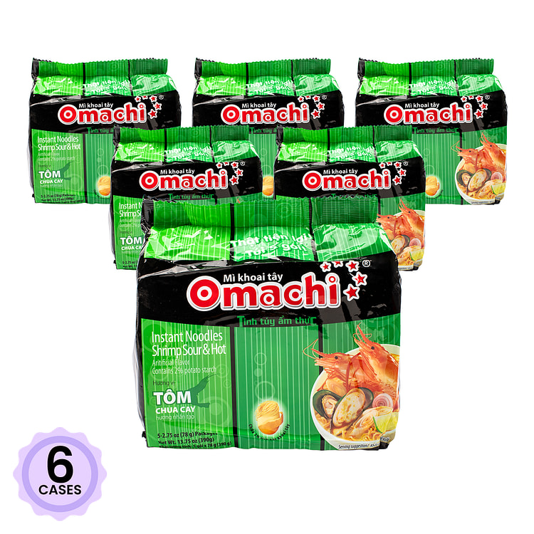 Omachi Instant Noodles, Hot & Sour Shrimp Flavor 78g*5 2.75 oz*5 pack*6 cas