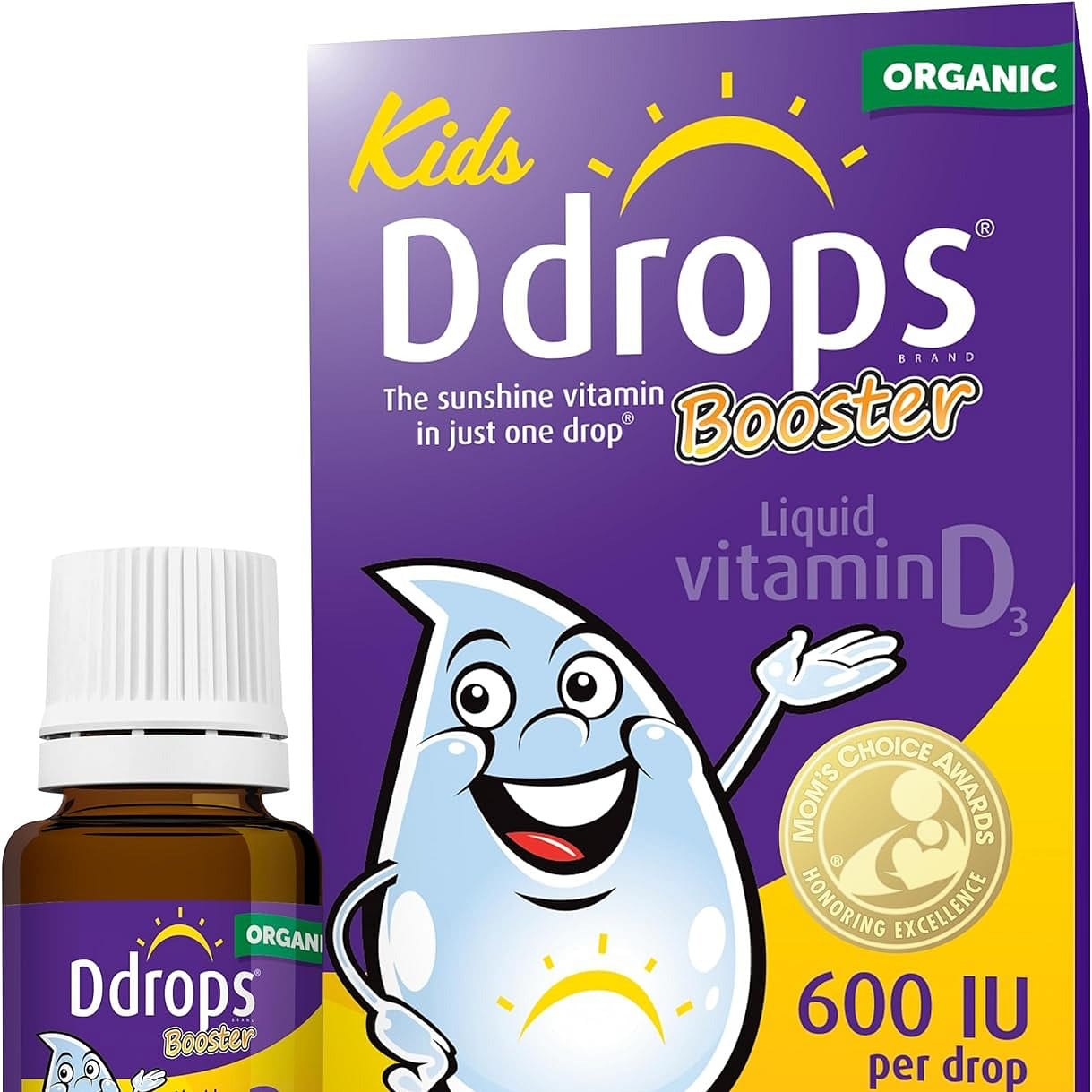 Ddrops Kids Booster 600IU 100 Drops, Liquid Vitamin D for Kids 2.8 ml