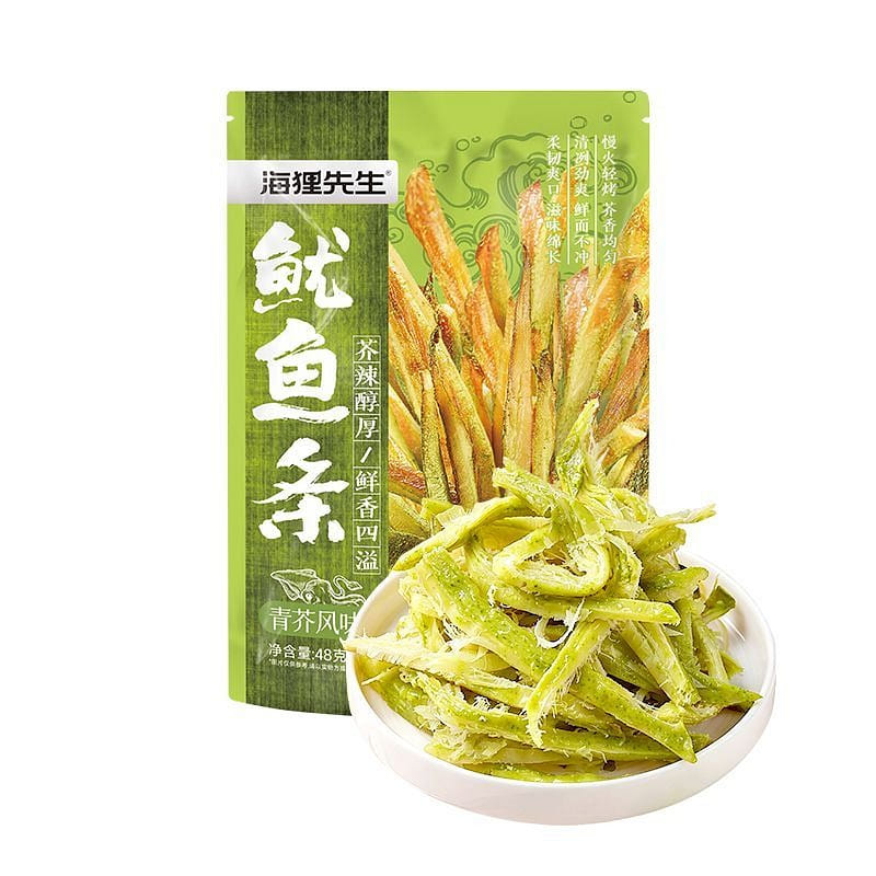 Hand-torn squid strips with wasabi flavor 48 g