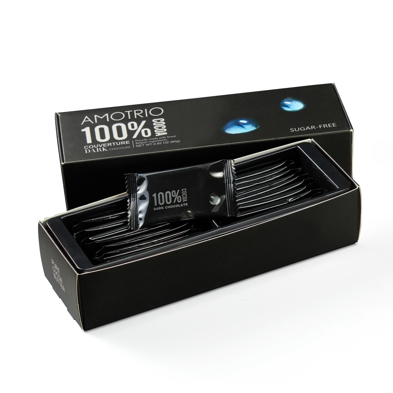AMOTRIO 100% Couverture Dark Chocolate 20 pcs, Delivered with Ice Packs 80 g