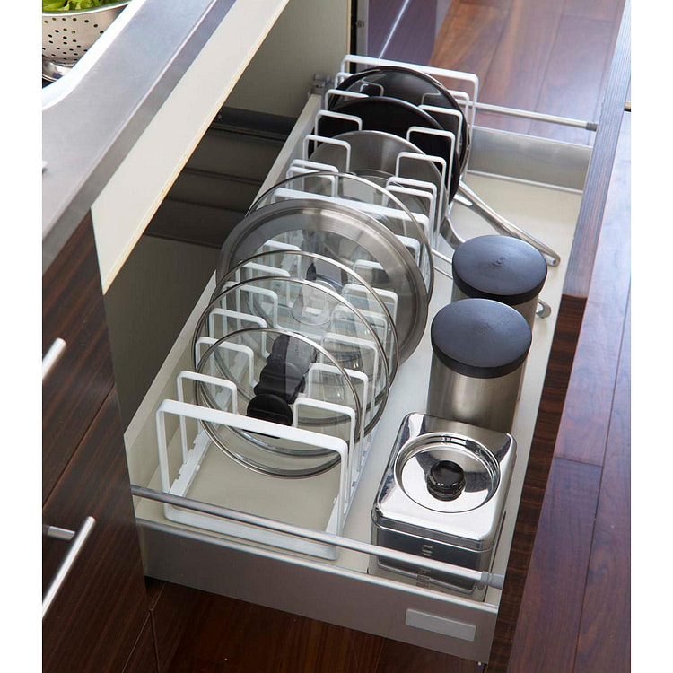 可调节锅盖和锅具收纳盒 - 钢黑色