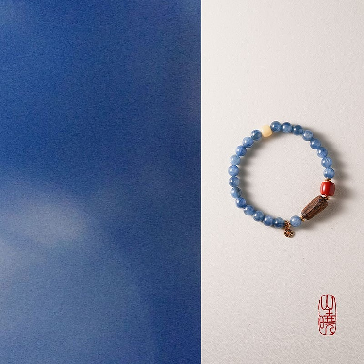 「黎礼」新中式天然蓝晶石沉香南红手串女国风串珠手链 手围14-17cm(下单备注尺寸）