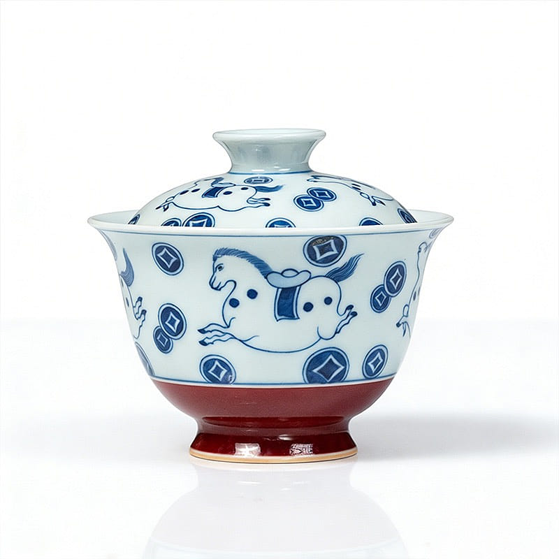Blue-and-White & Xuande Red Two-Piece Gaiwan 1 count