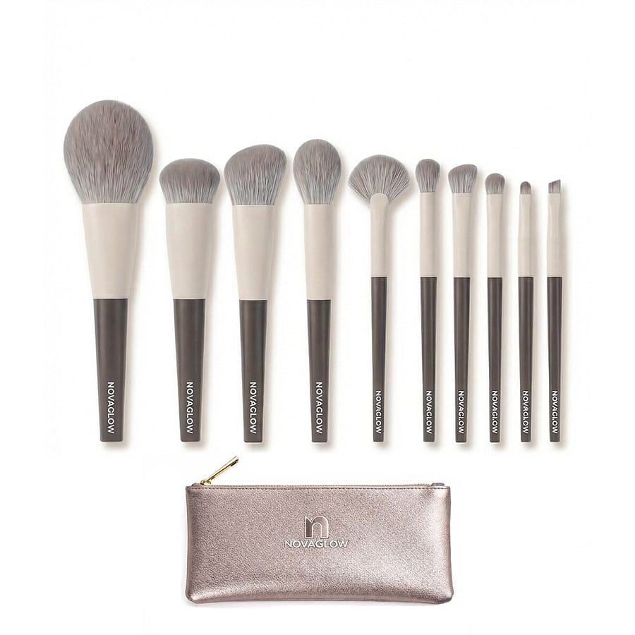 NOVAGLOW Essential Glow Makeup Brush Set & Pouch 1 box