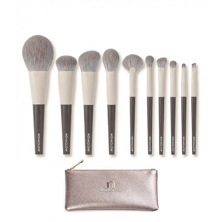 NOVAGLOW Essential Glow Makeup Brush Set & Pouch 1 box