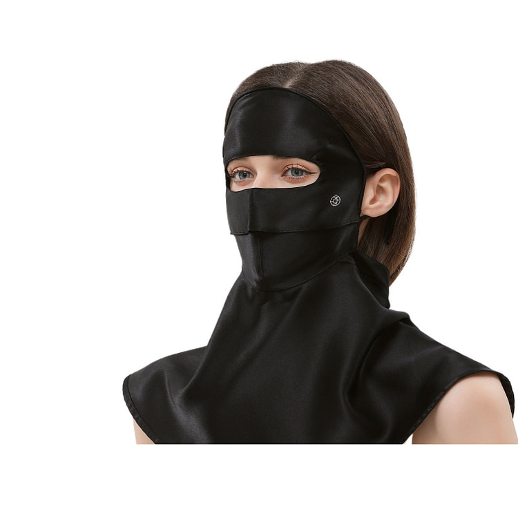 Silk Sunscreen Neck Mask Black 23 * 41cm 1 box