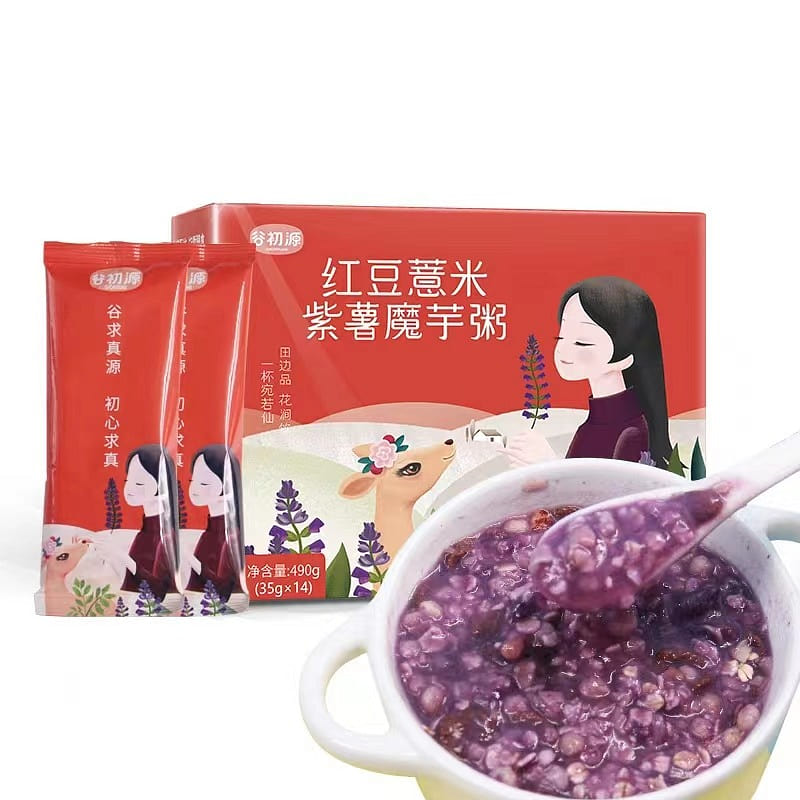 【谷初源】红豆紫薯魔芋代餐减肥粥490g(35g*14袋) 1 盒