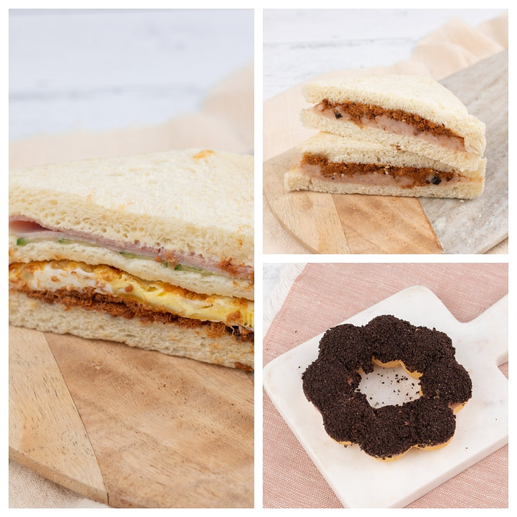 Combo - Taiwanese Sandwich, Taro Sandwich + Chocolate Oreo Mochi Donut
