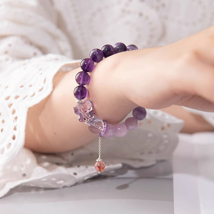 天然紫水晶九紫离火手链女本命年正品紫色手串10mm 1 份