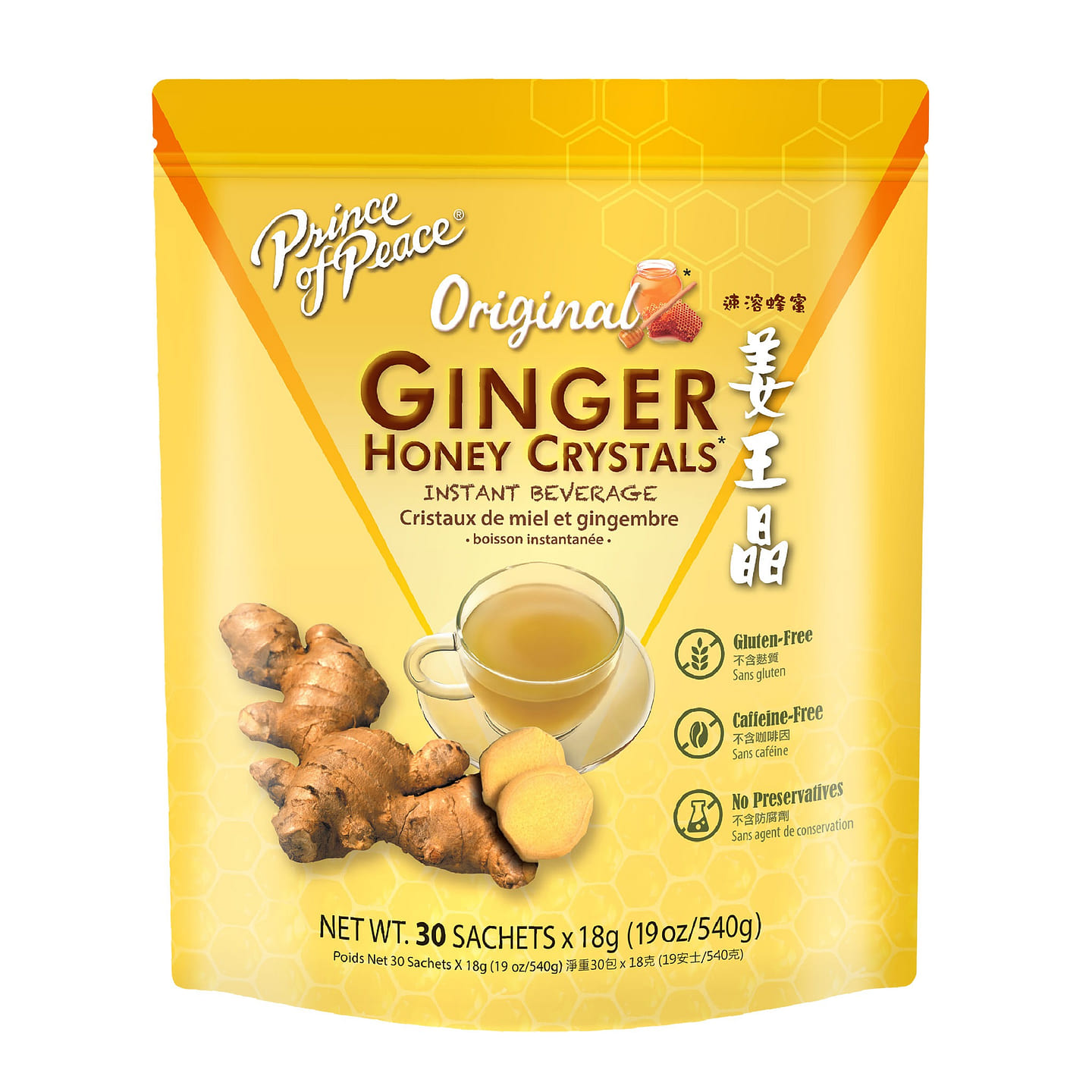 Prince of Peace Instant Ginger Honey Crystals, 30 sachets 1 each
