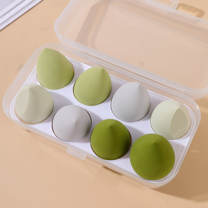 Makeup Sponges Set, Foundation Powder Blending Paw, Dual-Use, green 8pcs 1 box
