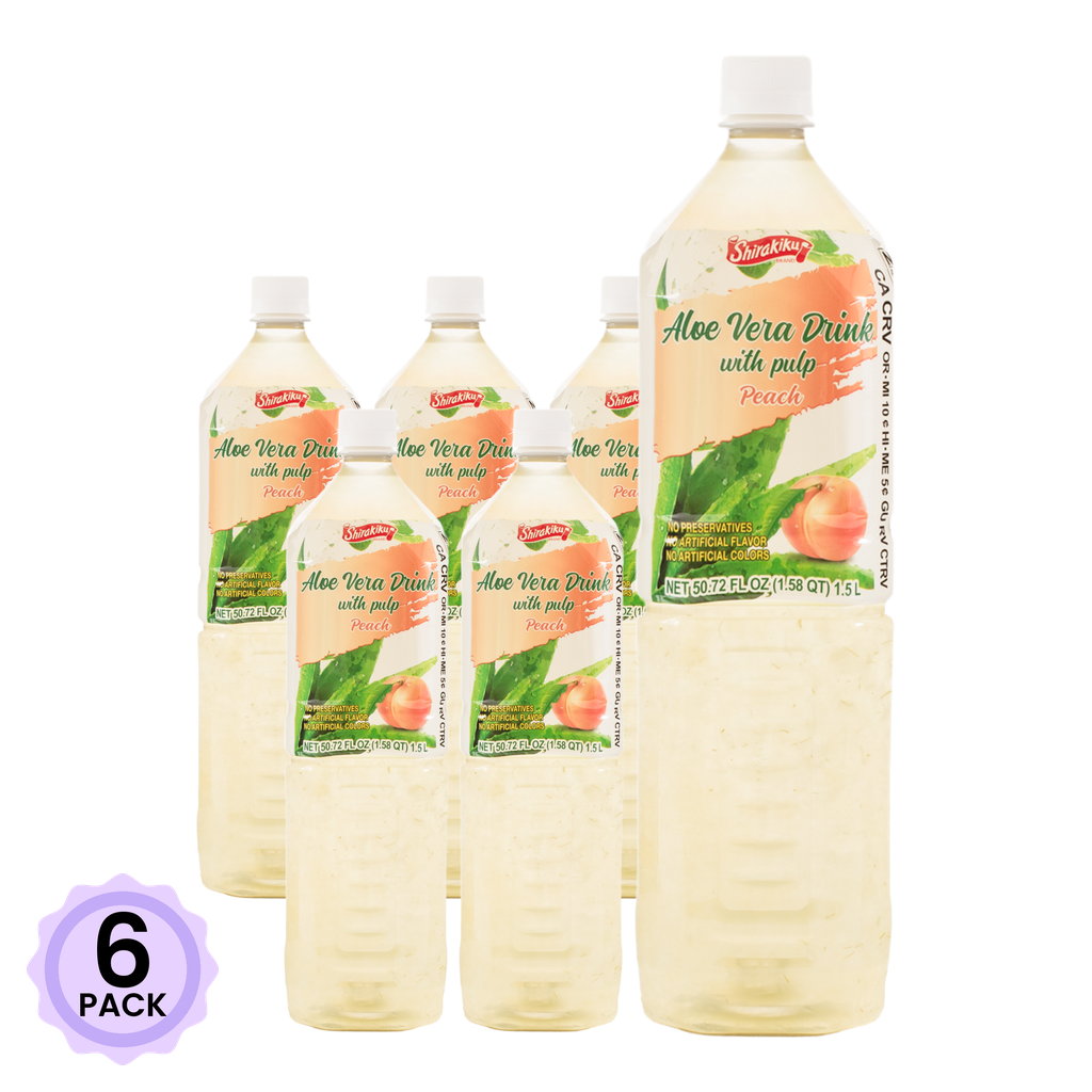 Get Shirakiku Aloe Vera Drink with Pulp Peach Flavor 50.72 fl.oz*6 pack  Delivered | Weee! Asian Market