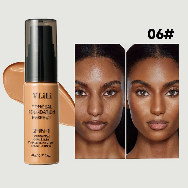 2-in-1 6-Shade Liquid Foundation Conceals Acne #06 1 count