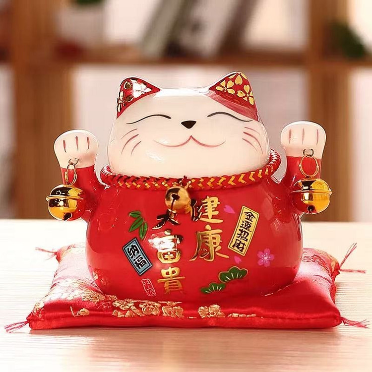 招财猫小摆件陶瓷创意家居装饰 《健康大富贵》