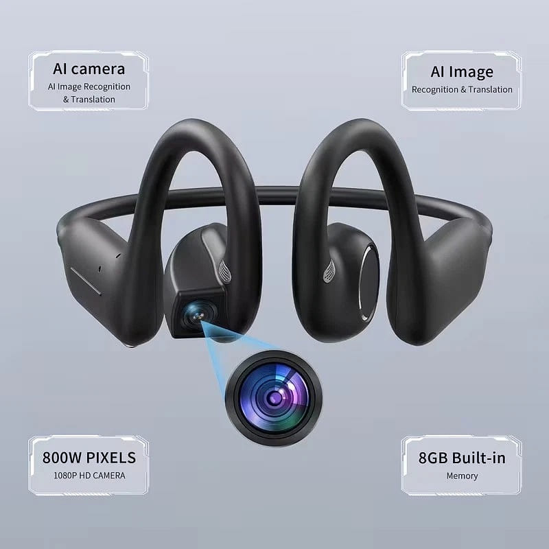AI Smart Camera Open-Ear Bluetooth Earbuds 8MP HD 1 case