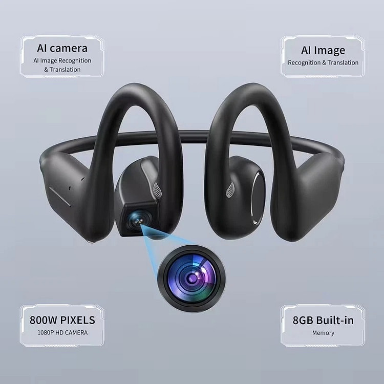 AI Smart Camera Open-Ear Bluetooth Earbuds 8MP HD 1 case