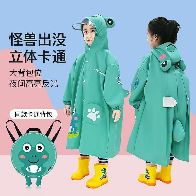 Children's Pupil Raincoat  Green Frog Size M