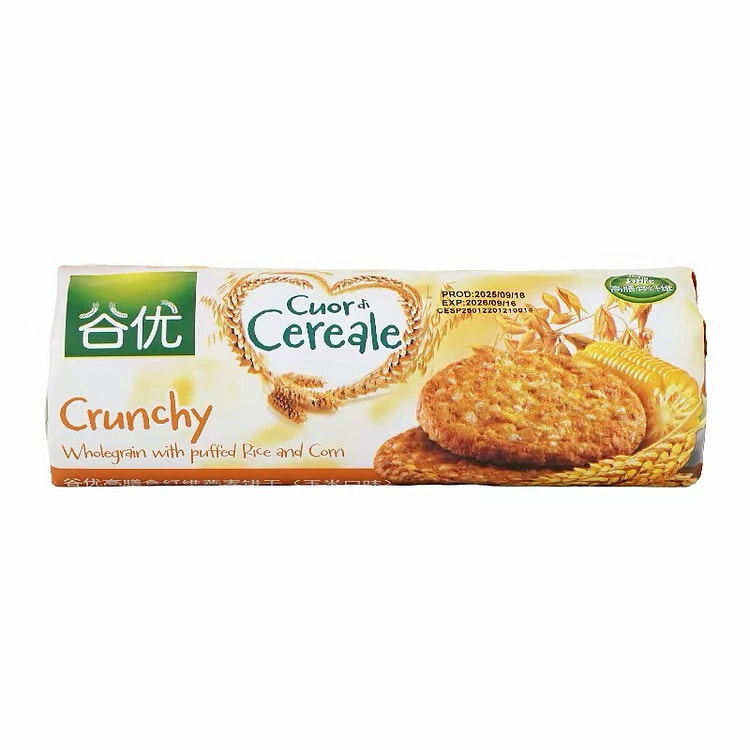 谷优高膳食纤维燕麦饼干玉米口味西班牙进口粗粮零食 265 克