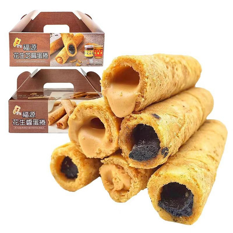 台湾福源 花生酱芝麻夹心卷 混合16枚*1盒 320 克