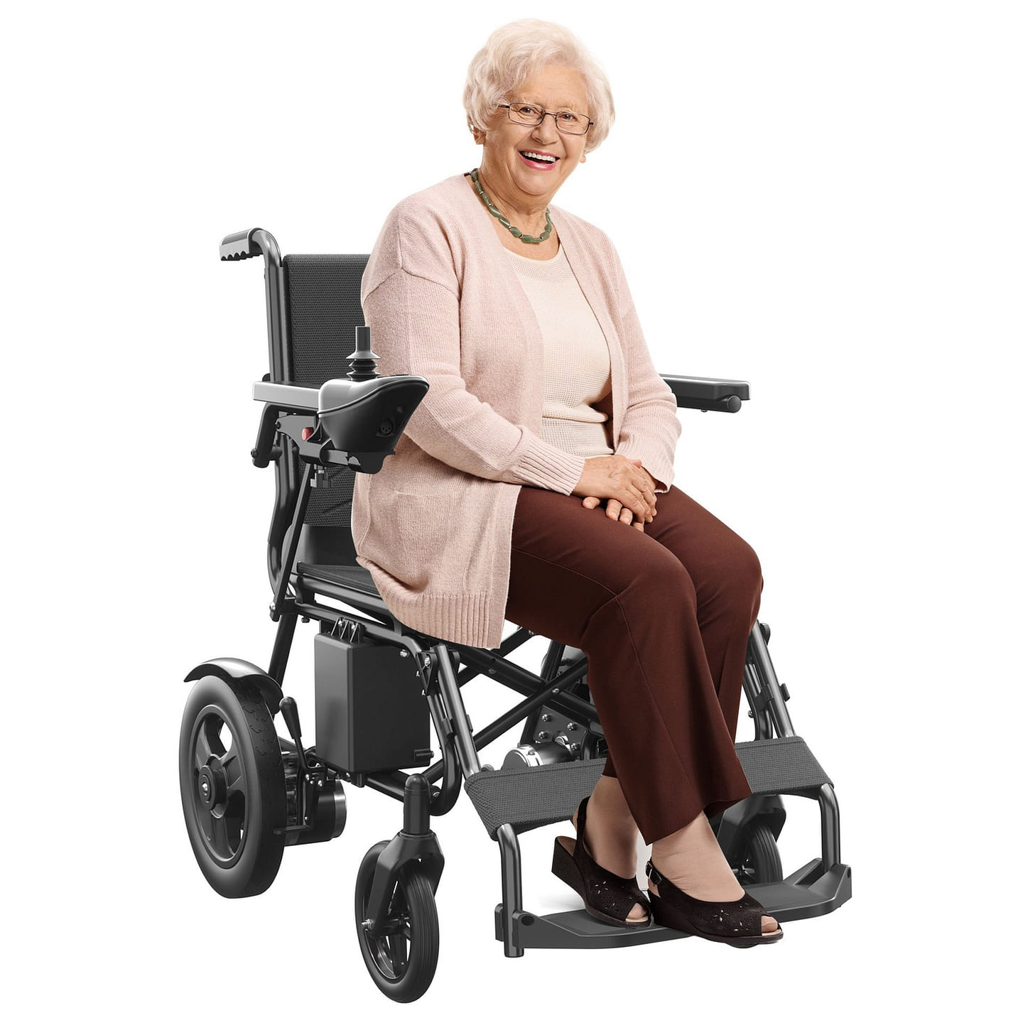 KERDOM Foldable Electric Wheelchair, Powerful Motor, 360 Joystick, Black Design 73 ポンド