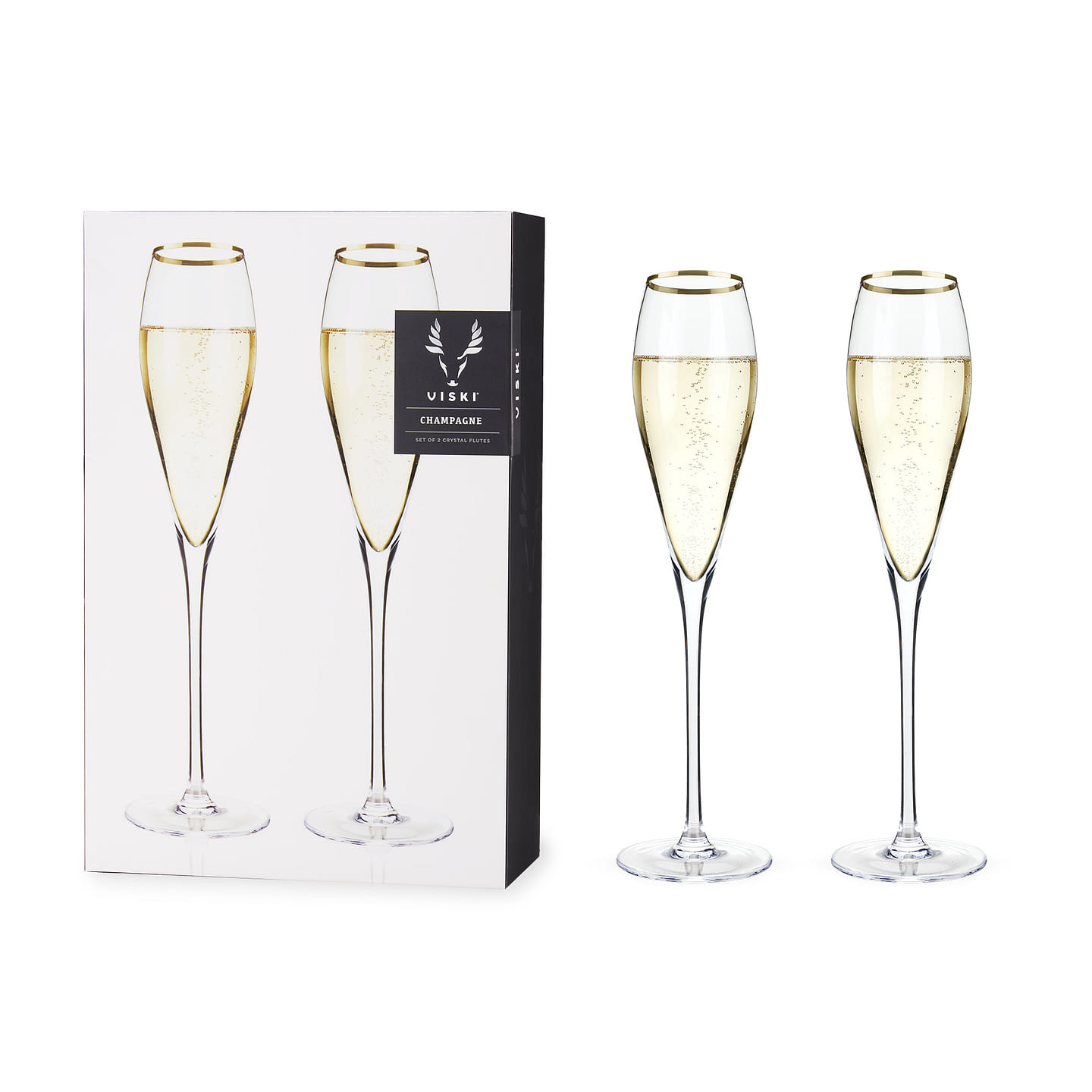 Gold-Rimmed Crystal Champagne Flutes by Viski® 8 fl.oz