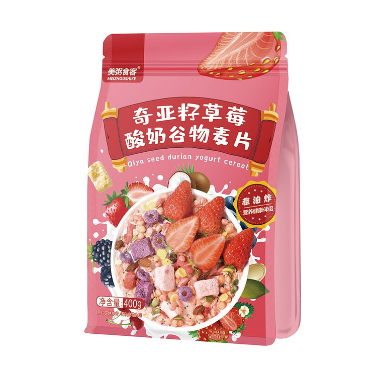 美粥食客 奇亚籽草莓谷物 代餐麦片 400g