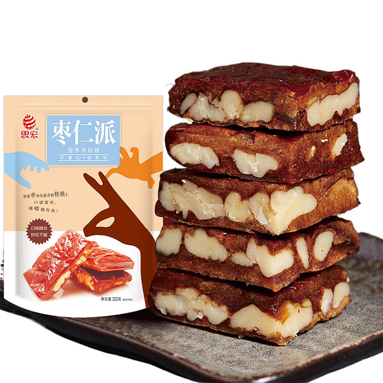 思宏 枣仁派枣夹核桃仁特产枣核派252g*1袋装