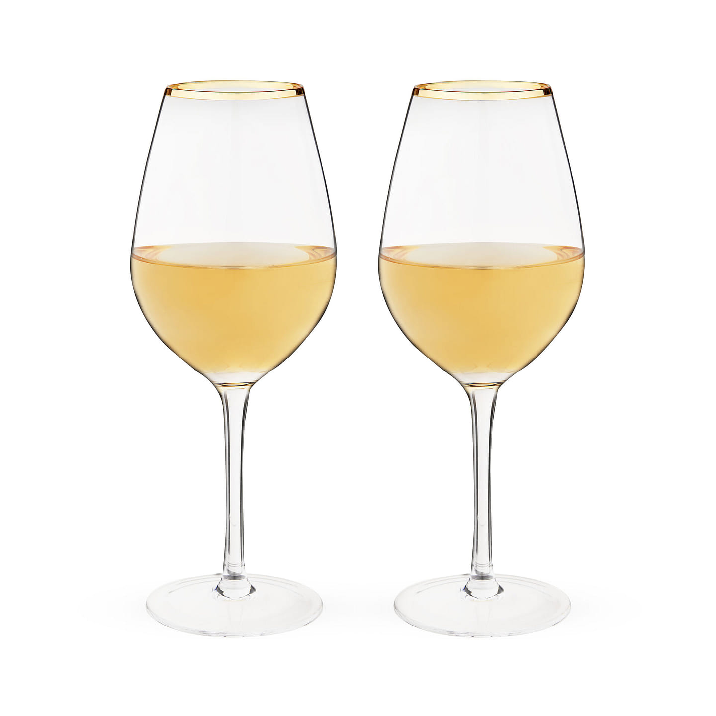 Twine Gilded Wine Glasses, Gold Rimmed Clear Wine Glass Set, Stemmed Wine Glasses, Set of 2, 14 Ounces 14 oz