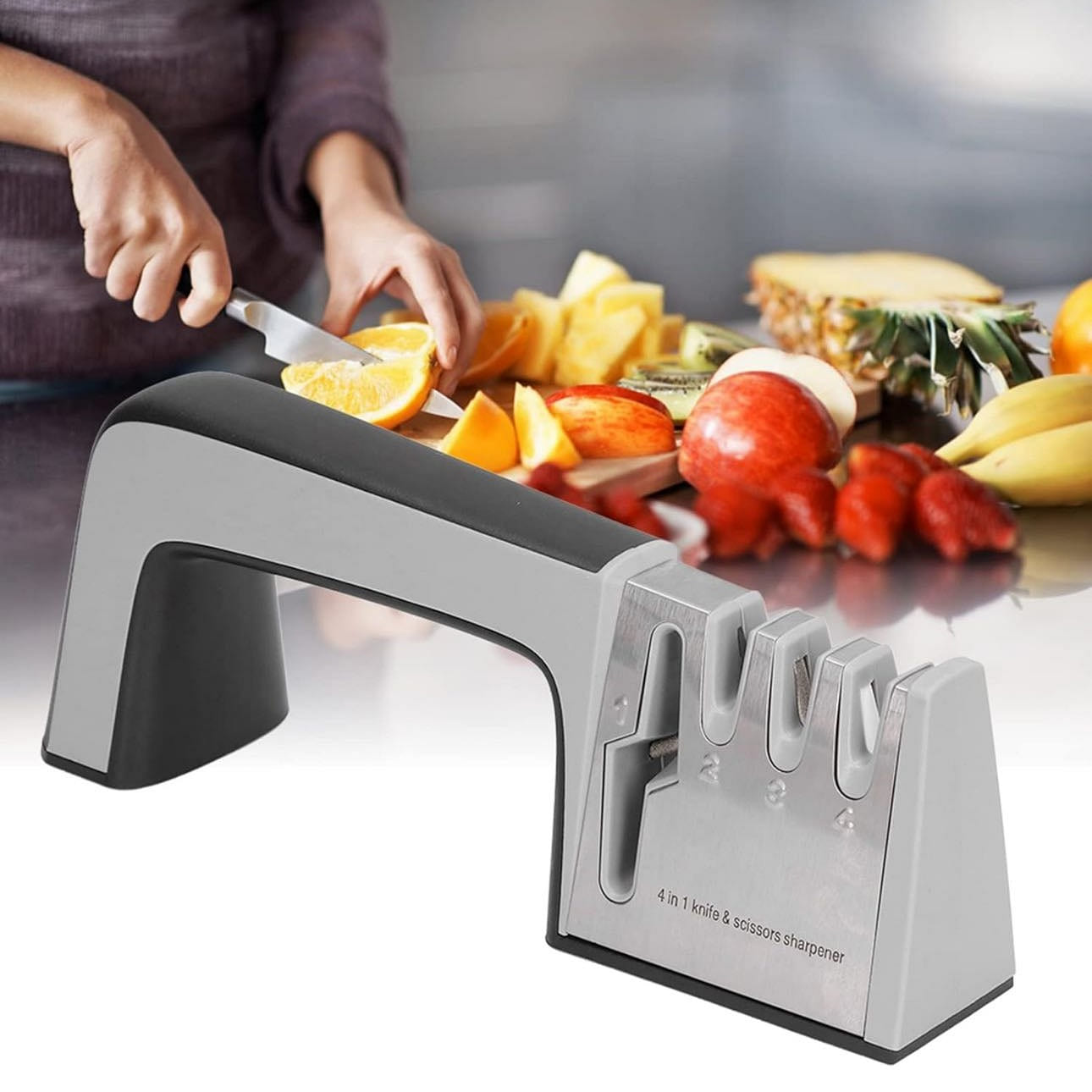 4 in 1 Knife Sharpener,Best Kitchen Knife Sharpener, Premium Knife Scissors 1 count