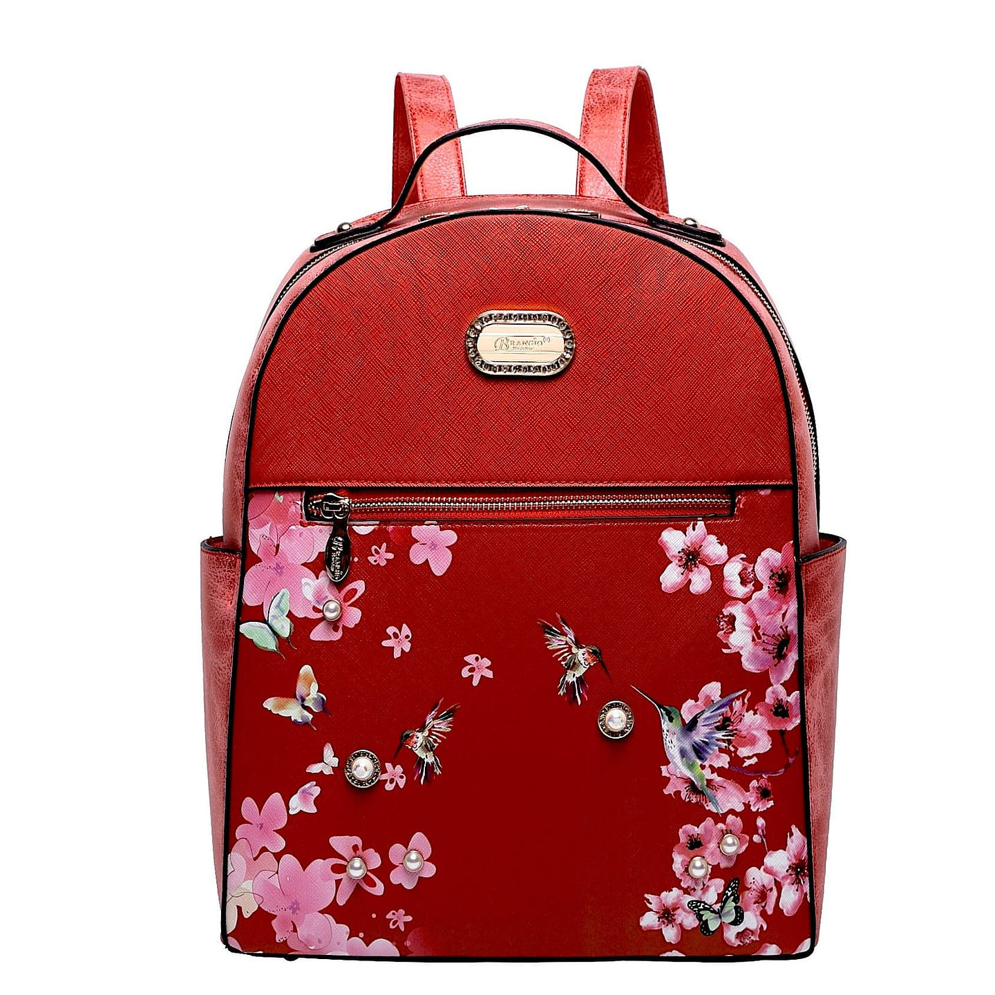Hummingbird Crystal Laced Vegan Backpack + Wallet [KPB9558+KPC8828-RD] 1 each