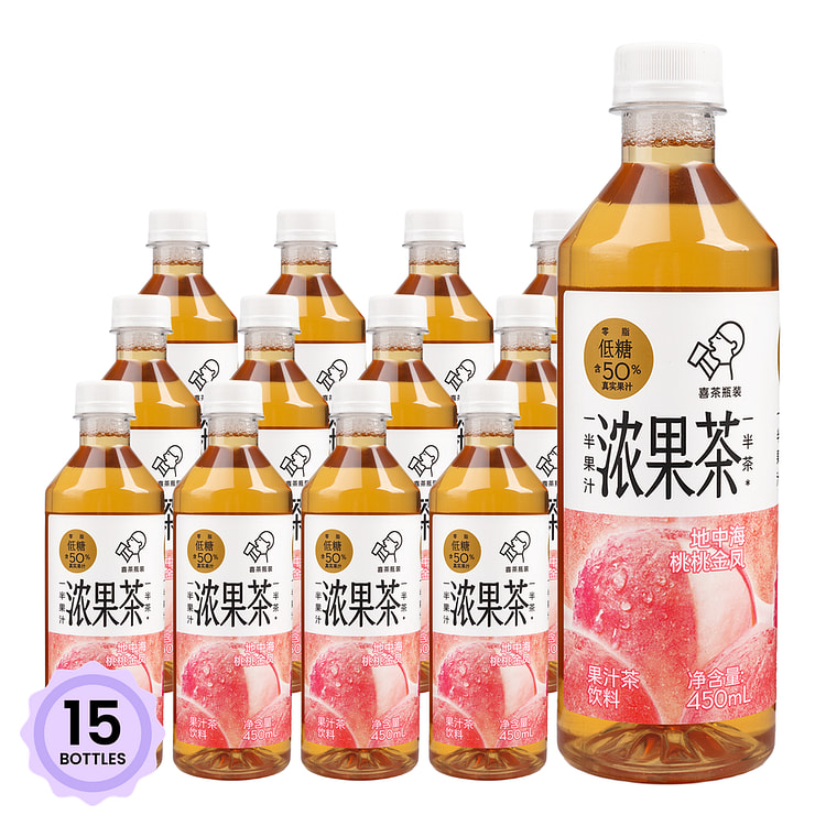 喜茶 浓果茶 桃桃金凤 果汁茶 450 毫升*15 瓶