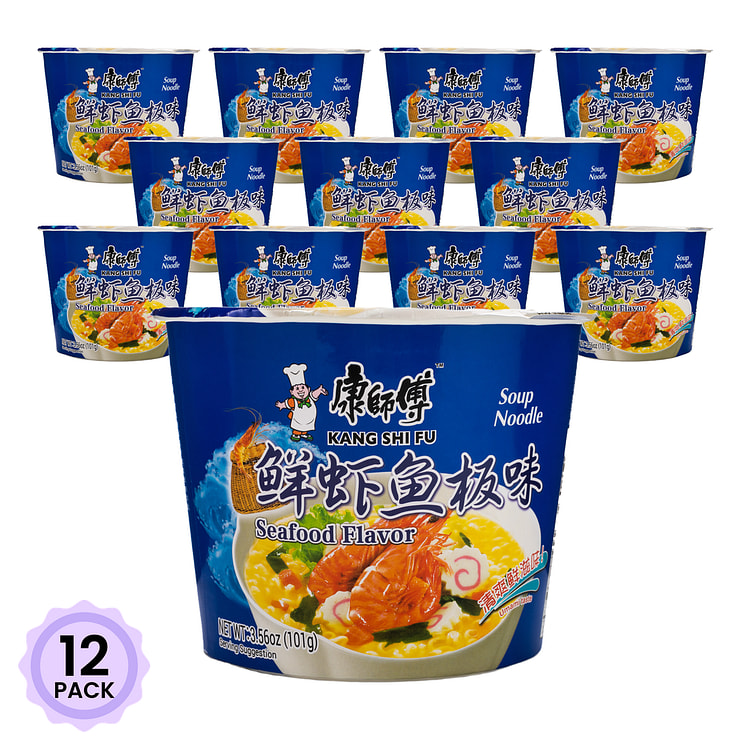 康师傅 开心桶 鲜虾鱼板面 98 克*12 包