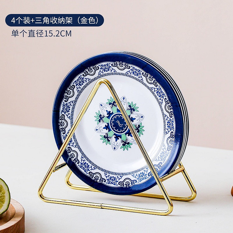 古典青花骨碟 高级感家用餐桌骨碟15cm 4个 1 份