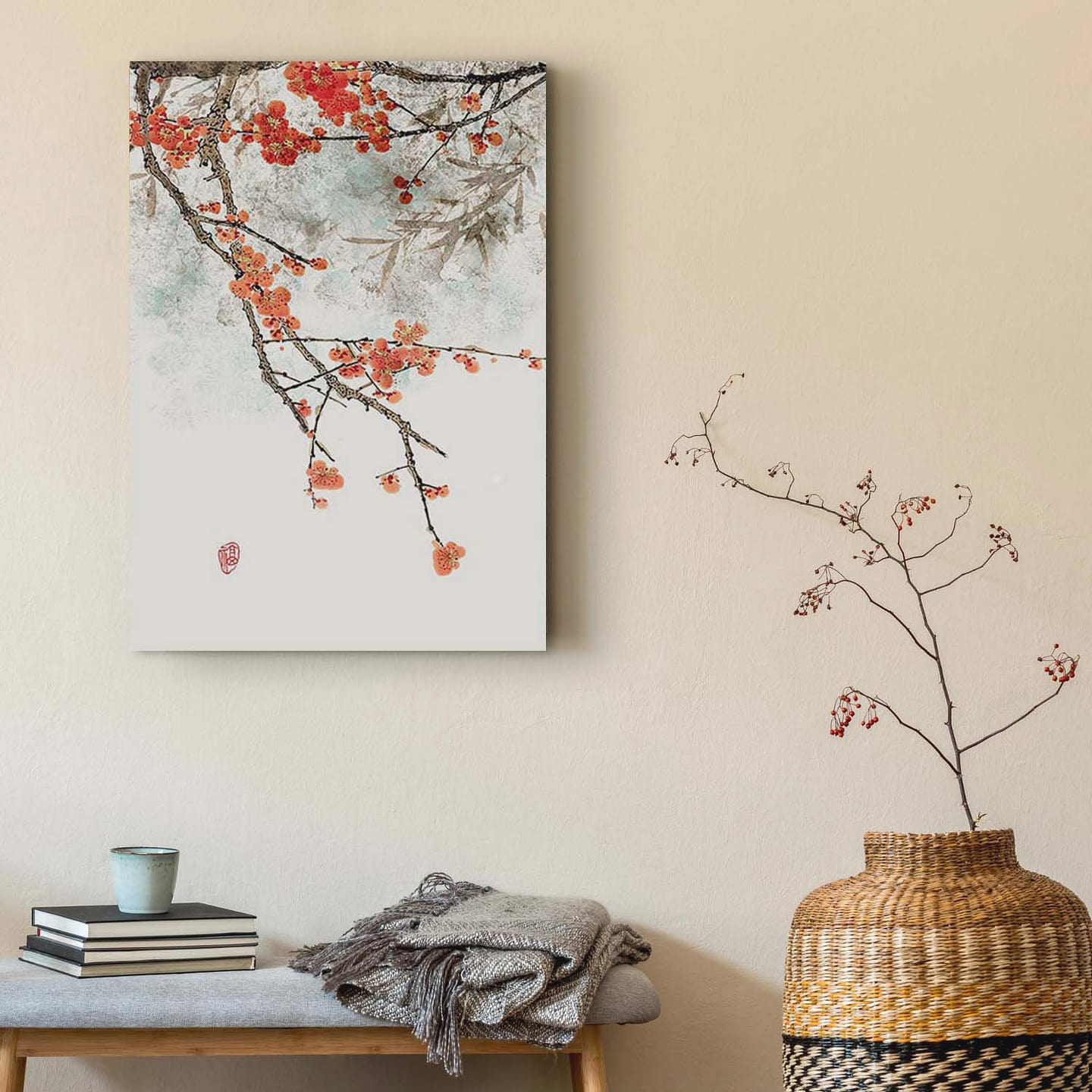 Red Plum Blossoms – Canvas Print 16 x 24 / 1.25 1 count